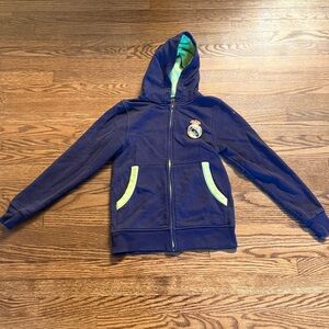 Real Madrid Boys Blue Hoodie with Green Accents Size Small